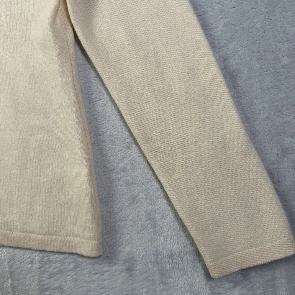 Charter‎ Club 100% Two Ply Cashmere Sweater Women's Small Ivory Beige Turtleneck